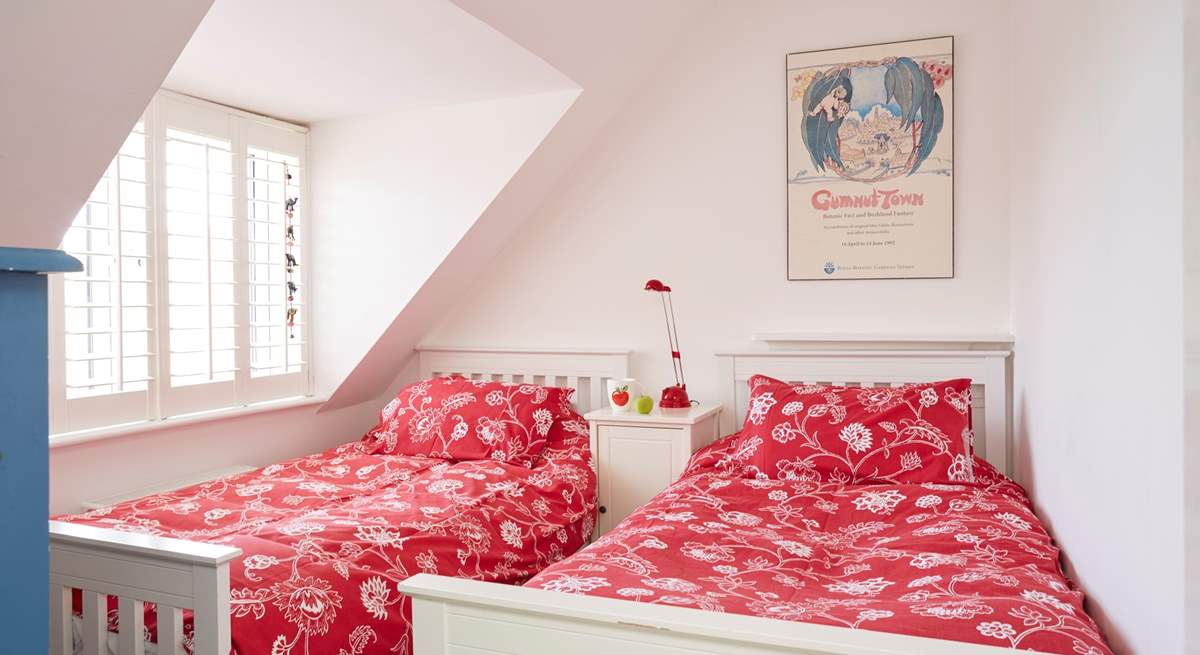 The cosy top floor twin bedroom in the eaves. Ideal for the younger members of your party.