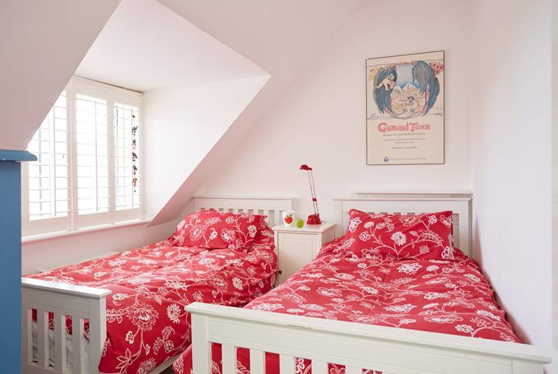 The cosy top floor twin bedroom in the eaves. Ideal for the younger members of your party.
