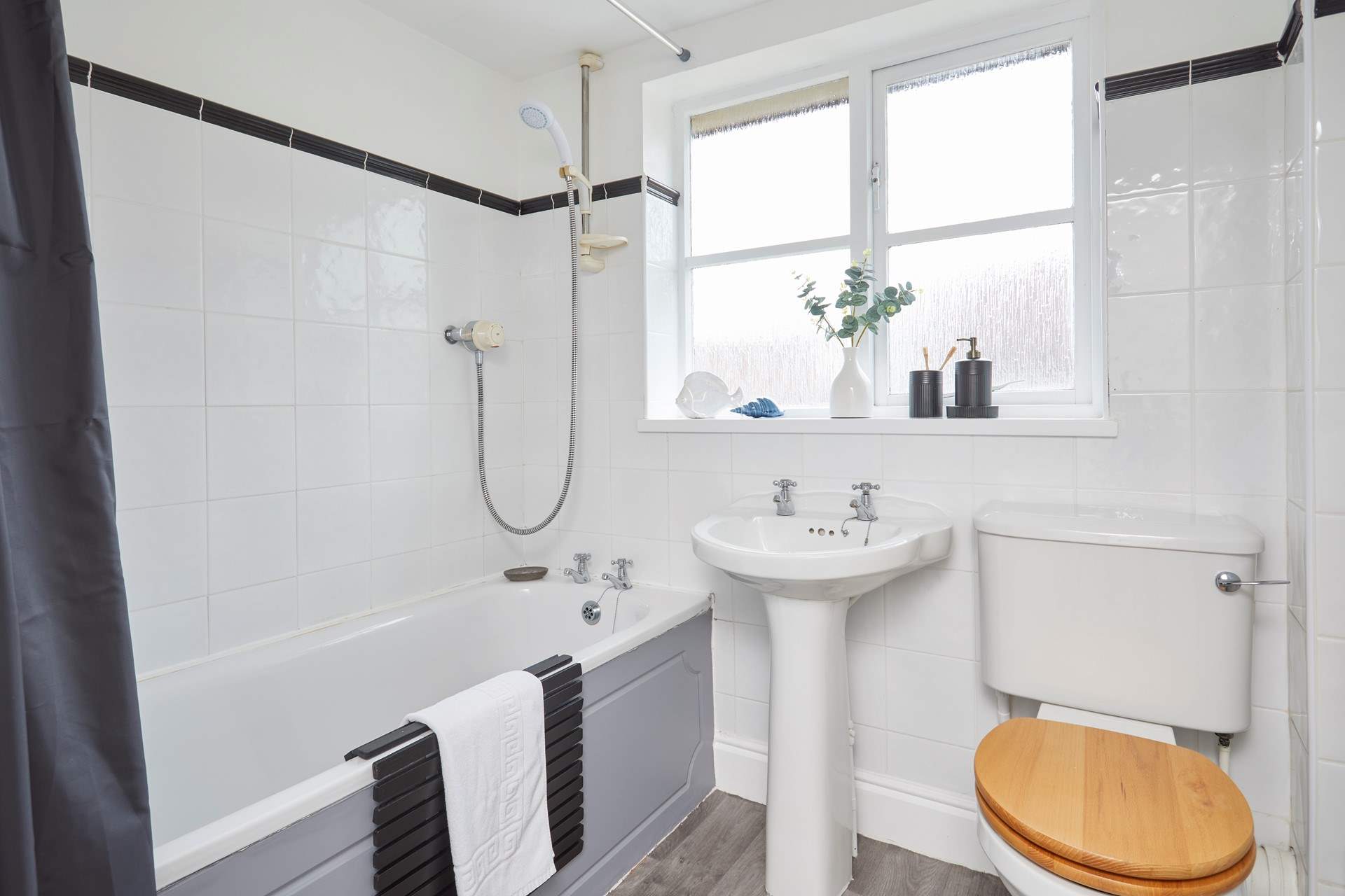 The modern first floor bathroom. 