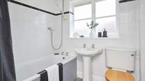 The modern first floor bathroom. 
