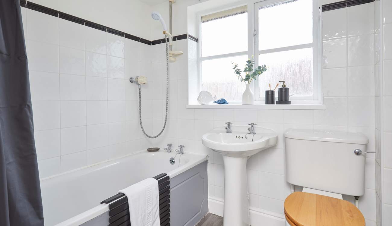 The modern first floor bathroom. 