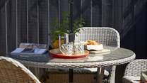 Enjoy your morning coffee in this lovely setting.