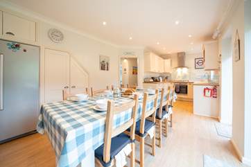 A lovely gathering spot for family meals, the dining-area seats up to eight people.