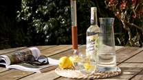 Savouring the moment with a refreshing beverage. 