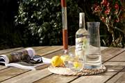 Savouring the moment with a refreshing beverage.