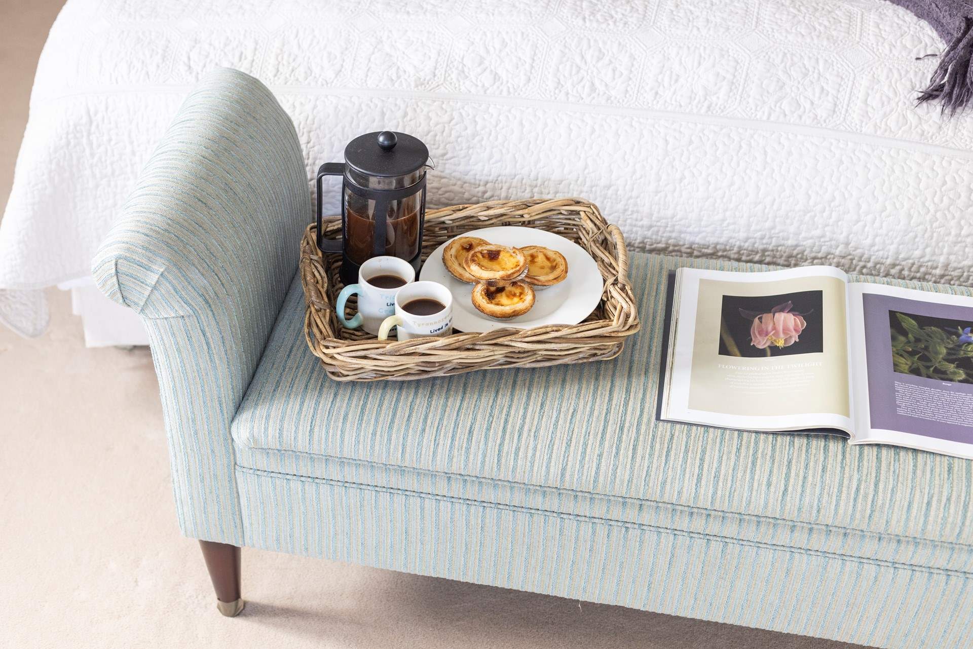 Breakfast in bed? Why not, you are on holiday.