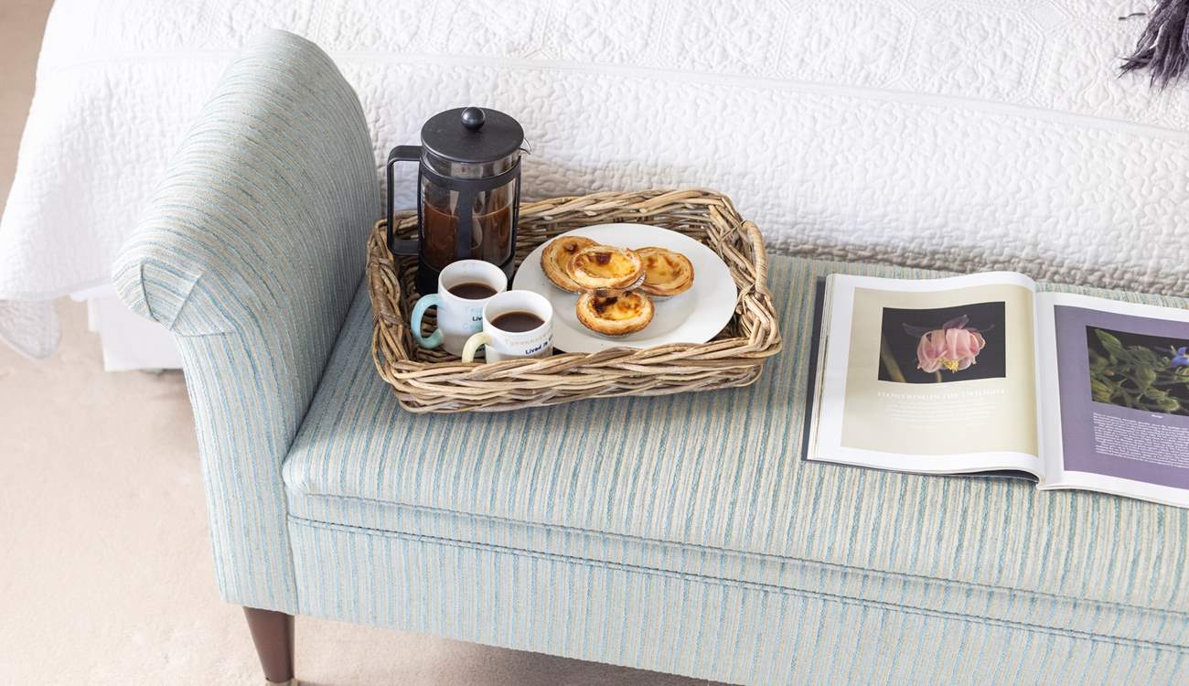 Breakfast in bed? Why not, you are on holiday.