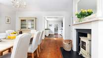 The dining-room leads into the kitchen, perfect for sociable dining. 