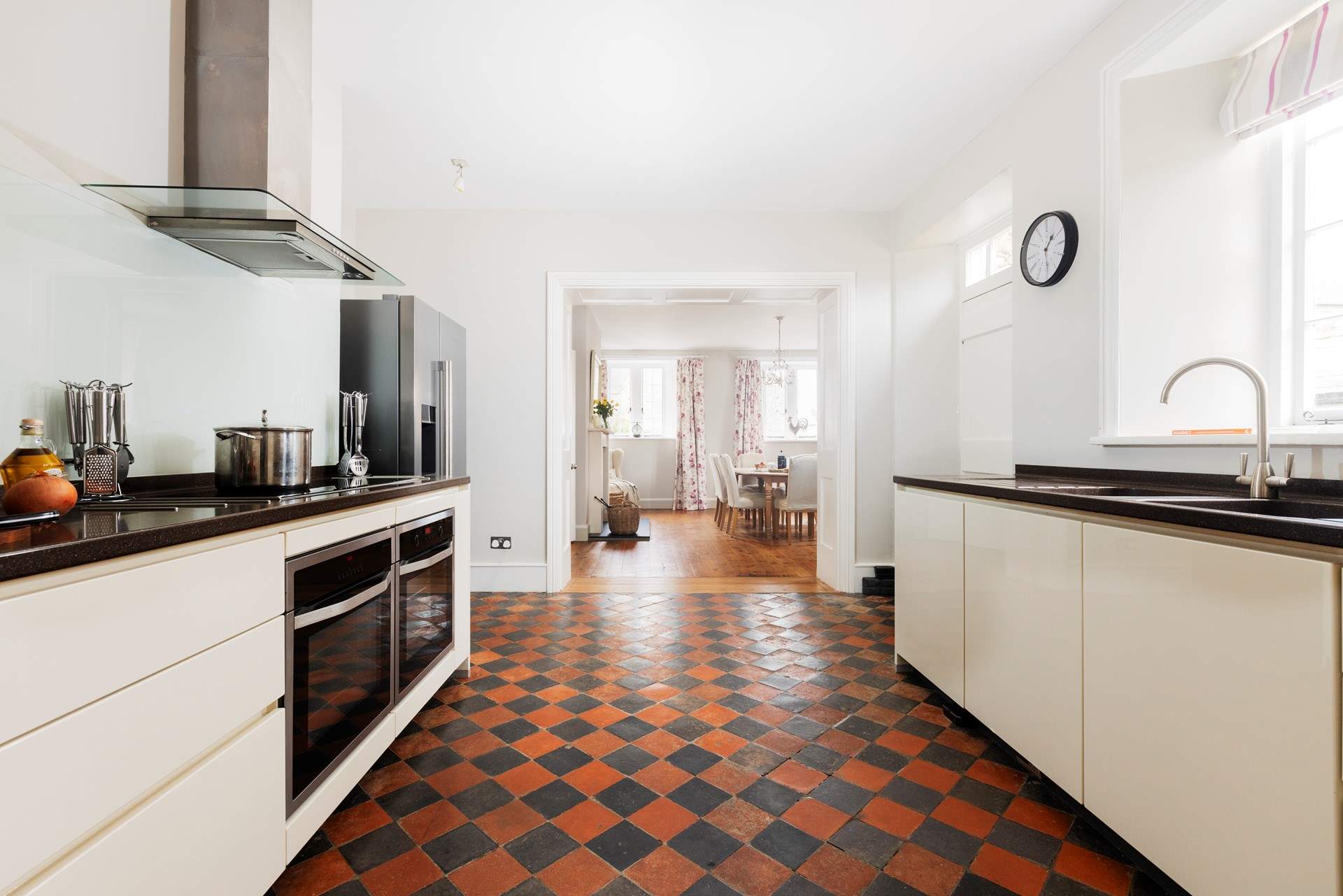 looking through the kitchen towards the charming dining room. 