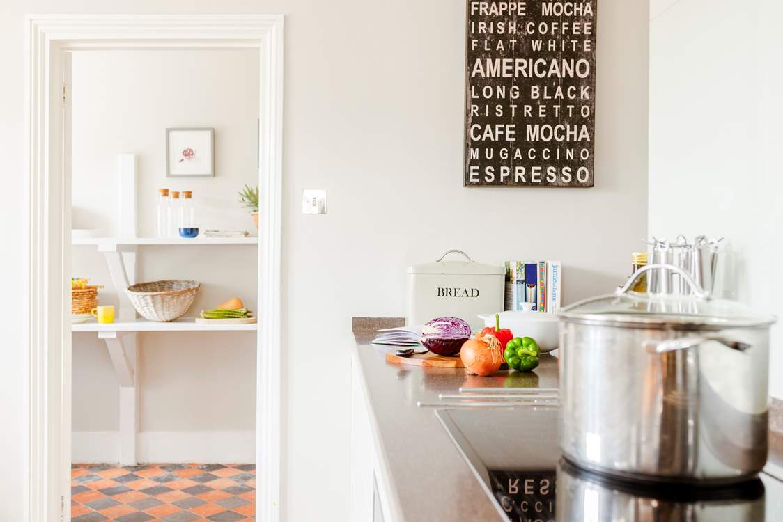 The pantry leads off the kitchen where you can store all your holiday supplies.