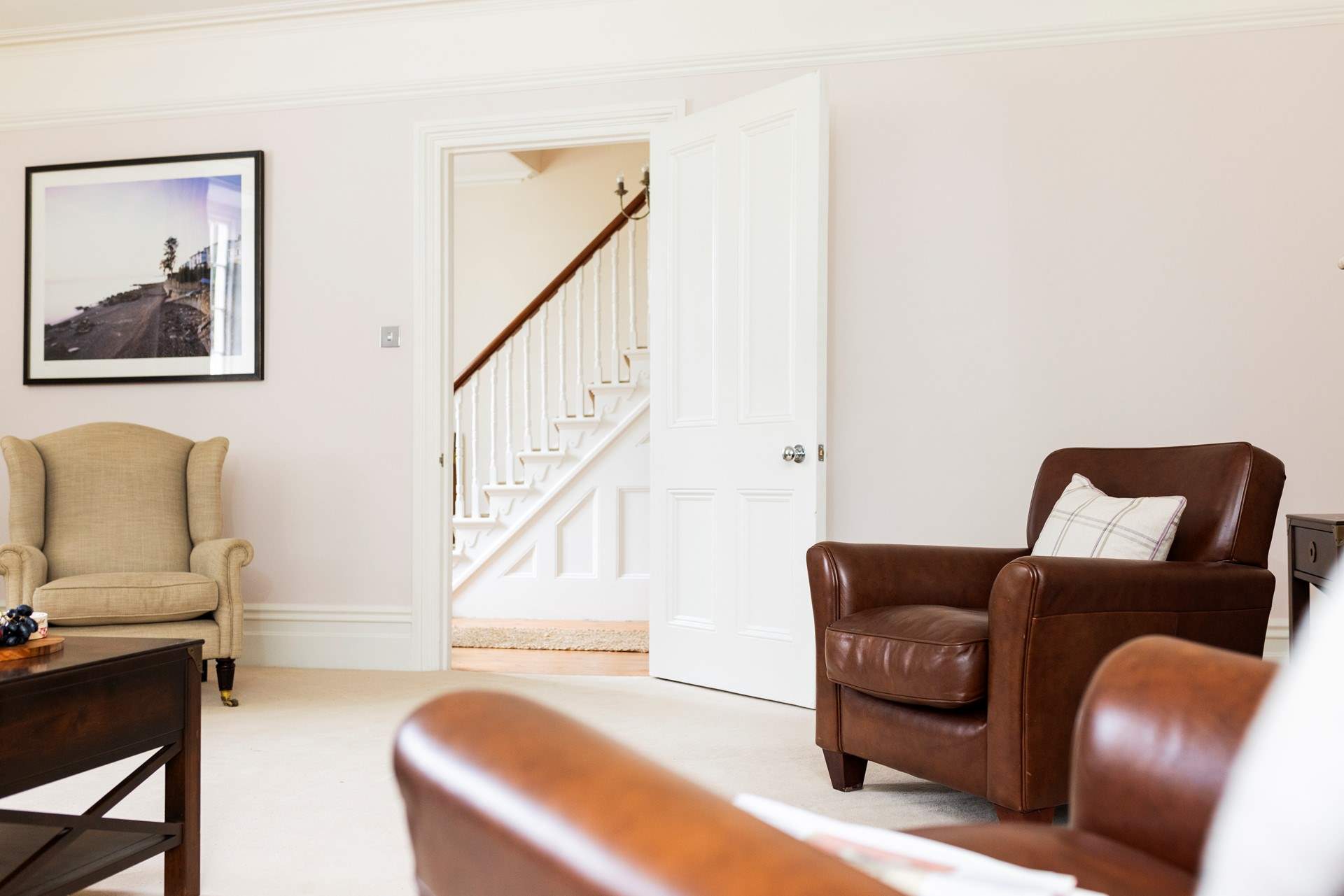 The sitting room leads off the hallway. 