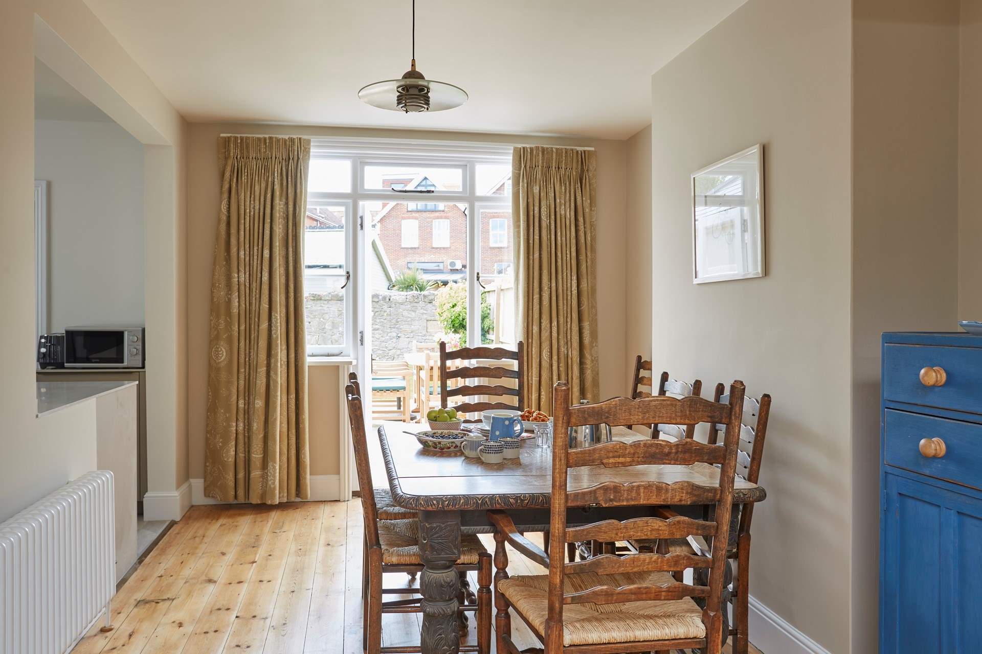 View of the dining area leading out to the garden.
