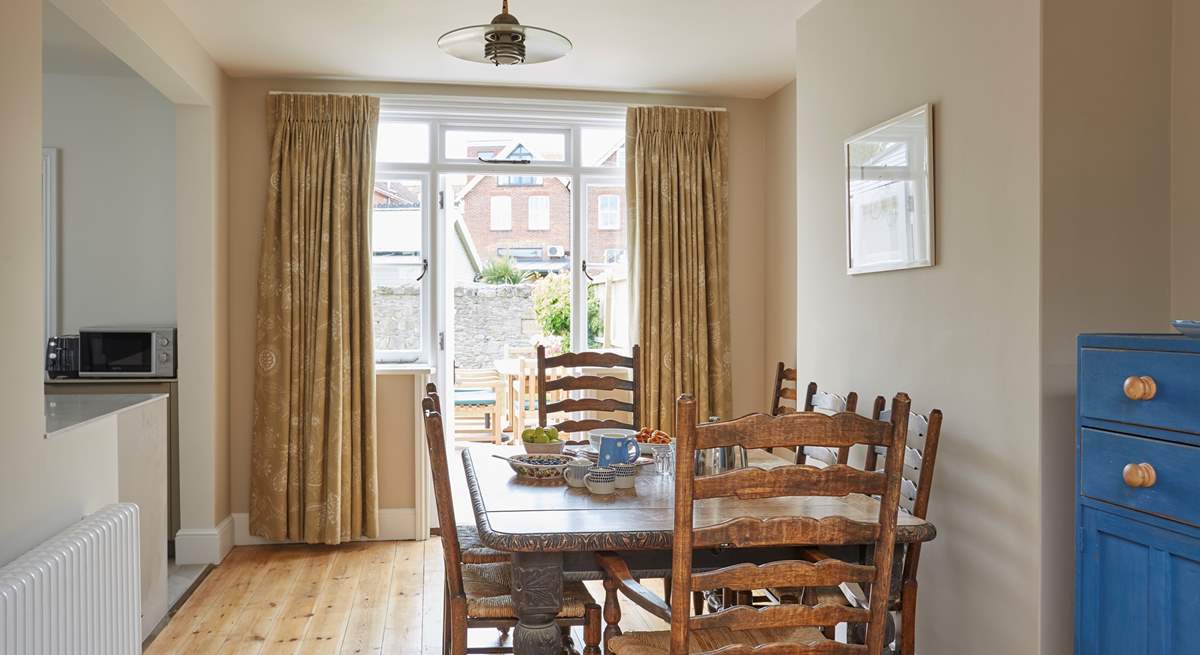 View of the dining area leading out to the garden.