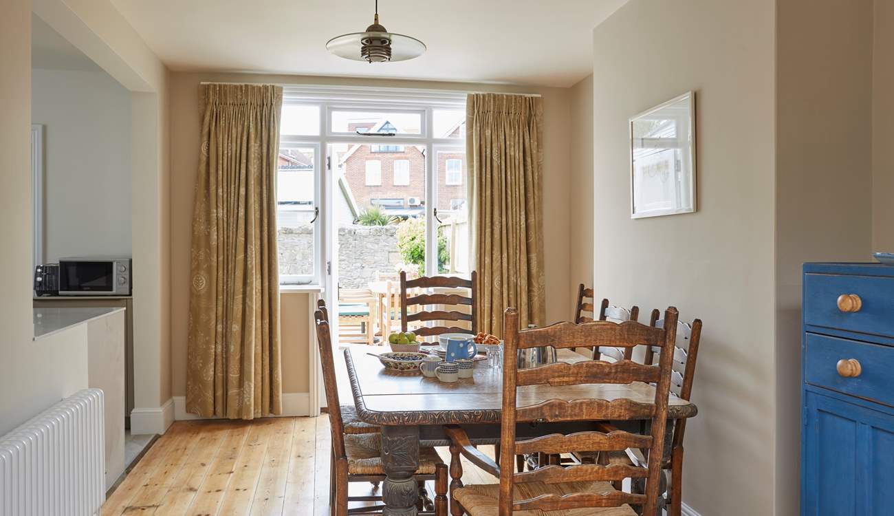 View of the dining area leading out to the garden.