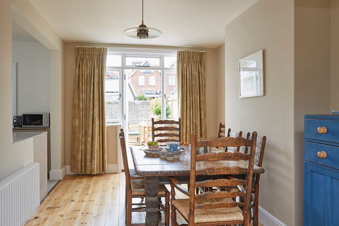 View of the dining area leading out to the garden.