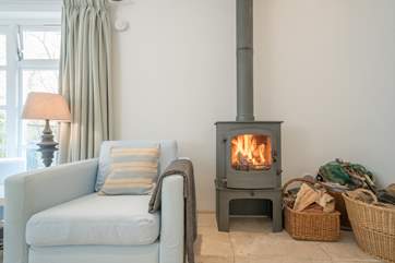 In the colder months, appreciate the use of the wood-burner.