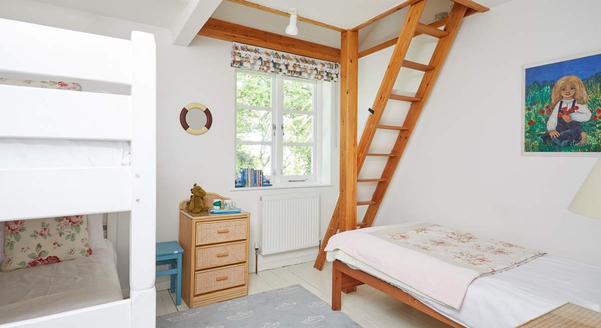 The third bedroom is perfect for the children. Please note the ladder is blocked off to restrict access and not for guests' use.