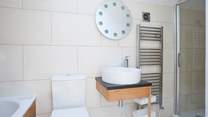The spacious bathroom on the first floor.