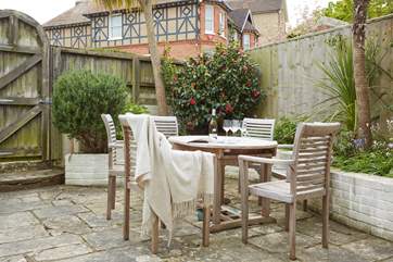 Enjoy al fresco dining on the sunny patio.
