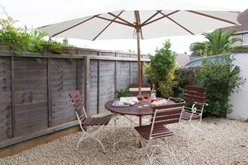 Enjoy al fresco dining on the sunny patio.