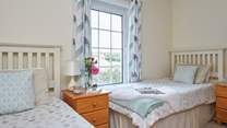 The cute twin room is ideal for either children or adults.