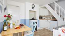 The sweet kitchen and dining area.