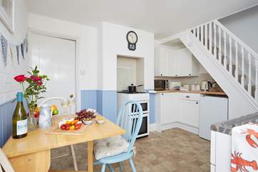 The sweet kitchen and dining area.