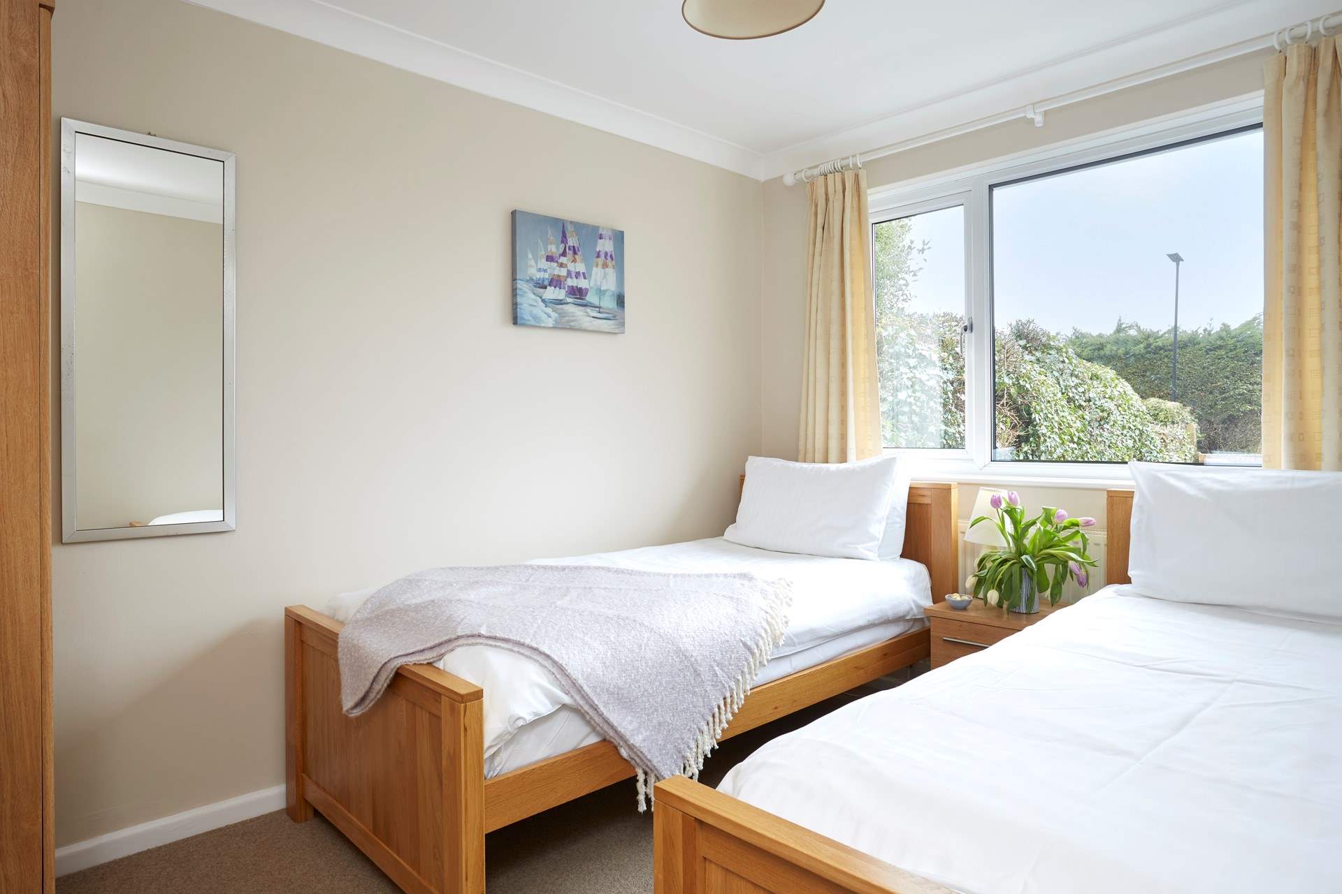 One of the ground floor twin bedrooms facing the front of the house.