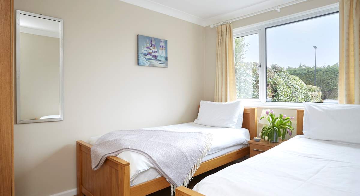 One of the ground floor twin bedrooms facing the front of the house.