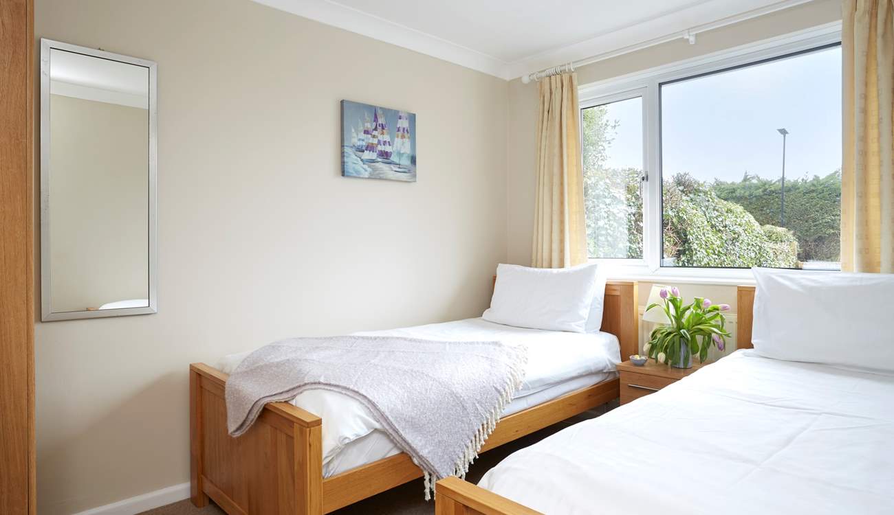 One of the ground floor twin bedrooms facing the front of the house.