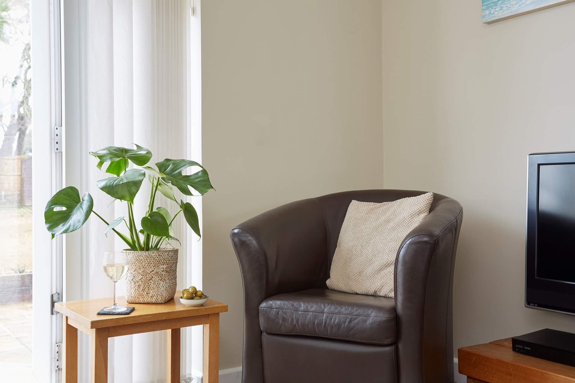 Corner of the living room, choose to read a book or watch the television.