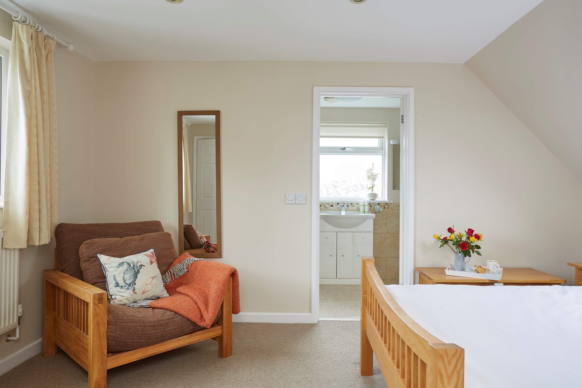 The master bedroom with en suite bathroom.