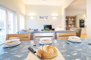 Enjoy family time around the dining table.