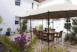 The Spanish-style courtyard dining-area.
