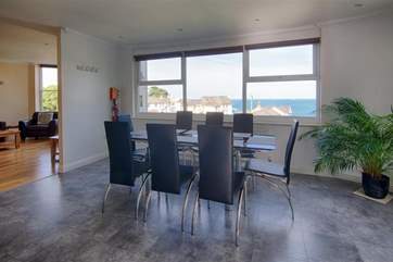 Dining-area with sea views.