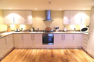 The large modern kitchen.