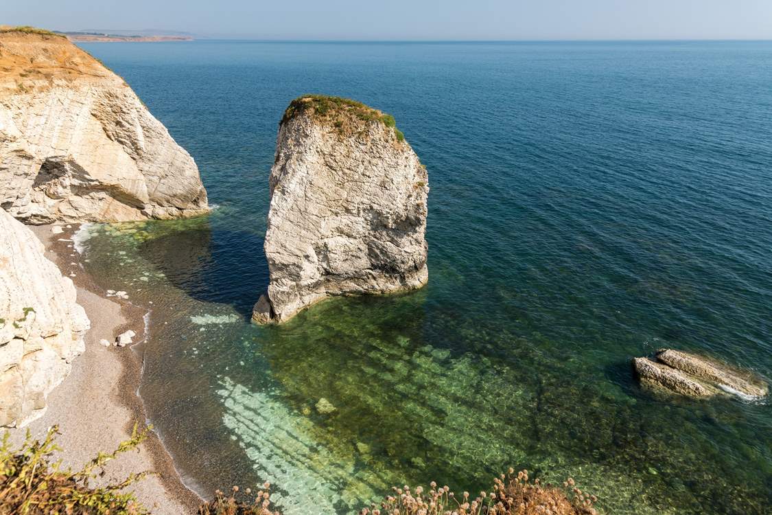Travel to West Wight and see the crystal clear waters of Freshwater Bay.