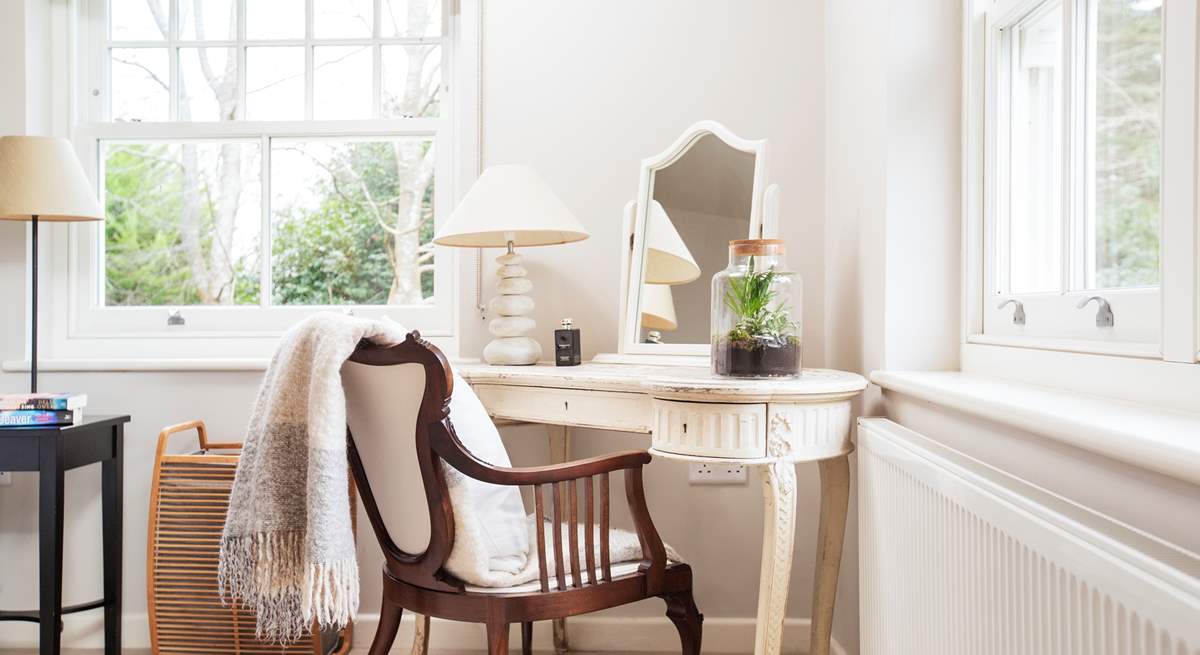 Comfortable dressing table to the corner of the second double bedroom.