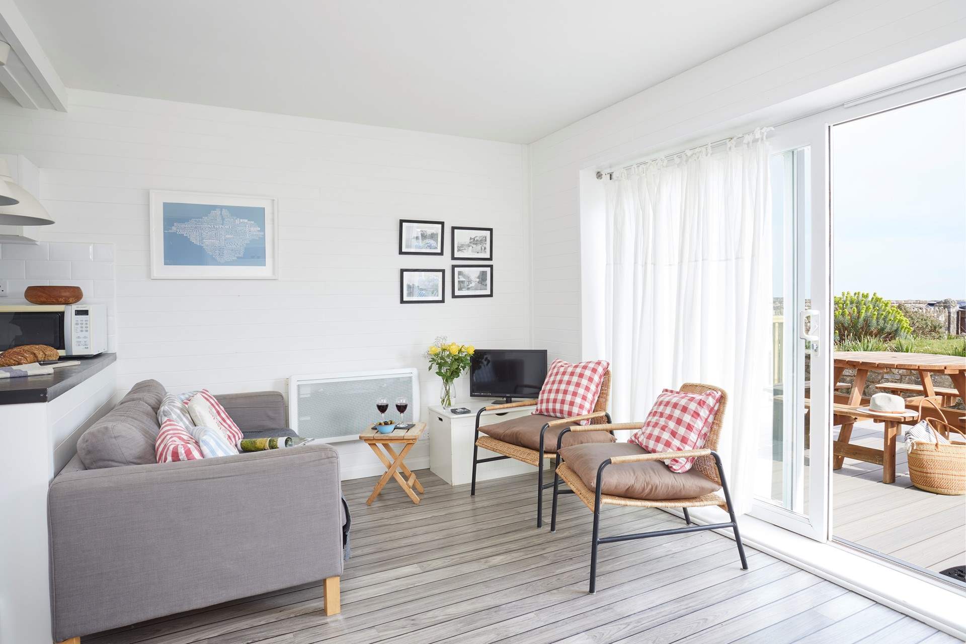 The open-plan living space is light and bright.