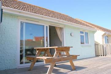 Enjoy the sunny disposition of the deck at The Lobster Pot.