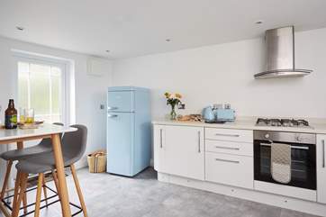 The kitchen with all modern appliances.