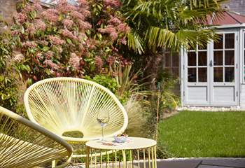 The enclosed garden has several areas to sit and enjoy your surroundings.