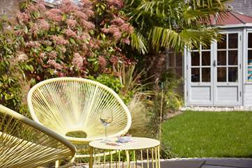 The enclosed garden has several areas to sit and enjoy your surroundings.