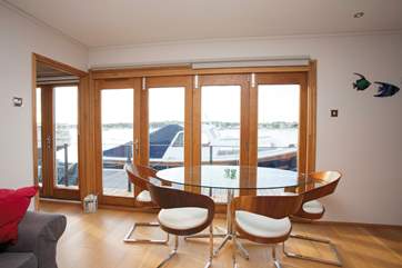 The view from the dining-area looking out over the harbour.