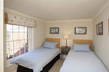 The twin room is at the back of the house overlooking the garden and annexe.