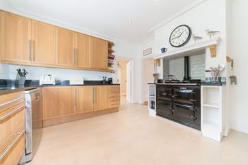 The spacious kitchen with Aga.