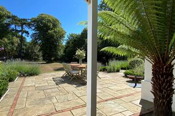 Step out to the private patio area.