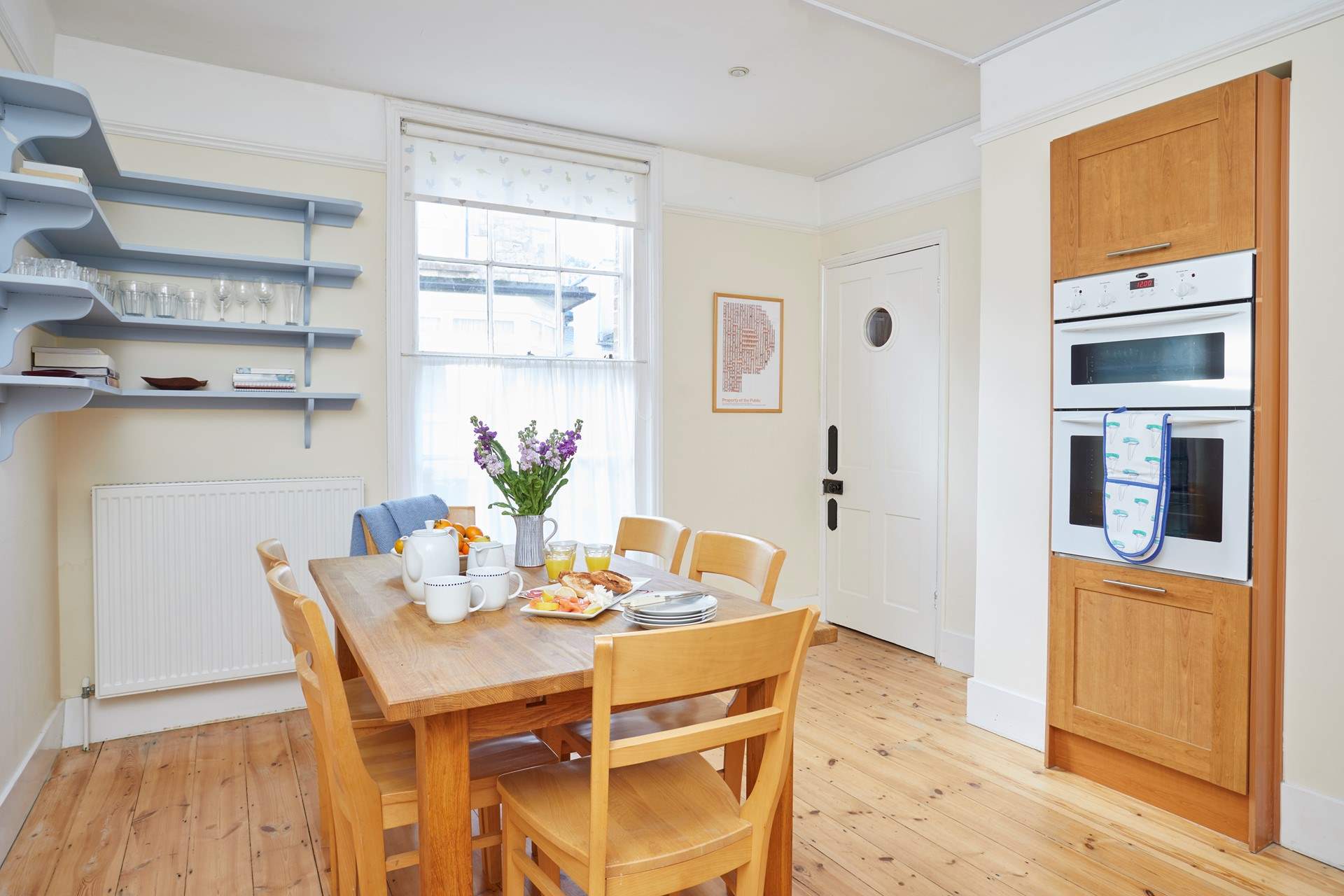 The bright kitchen faces the front of the property.