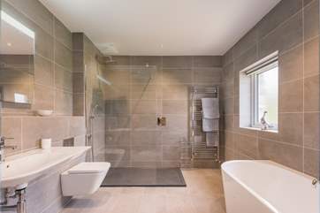 The fabulous family bathroom with the biggest walk-in shower.