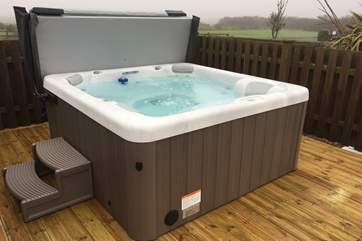 The hot tub is open all year.
